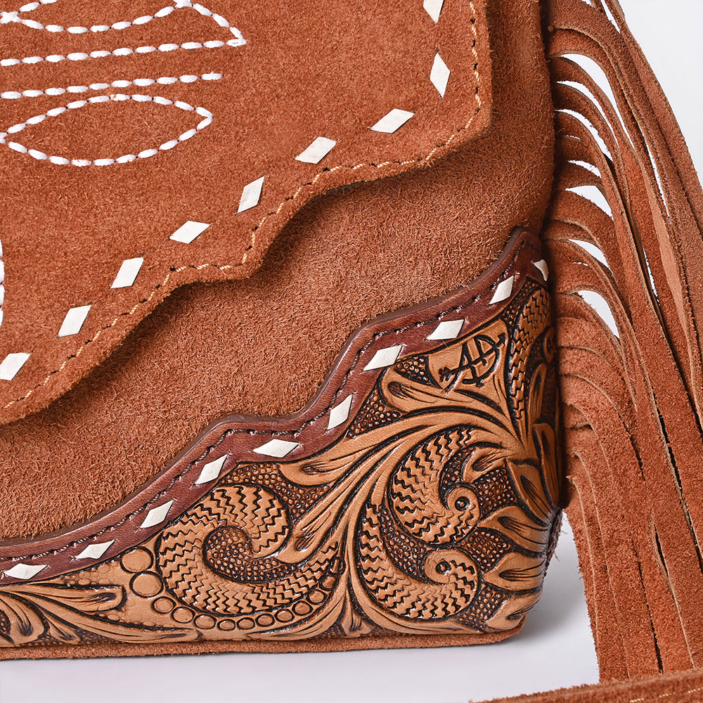 American Darling Crossbody Hand Tooled Suede Genuine Western Leather