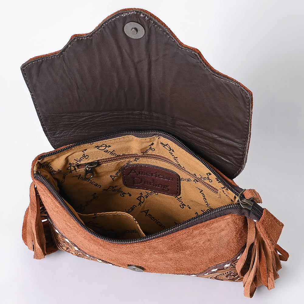 American Darling Crossbody Hand Tooled Suede Genuine Western Leather