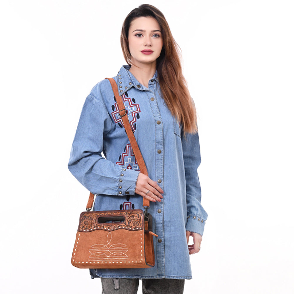 American Darling Hand-Tooled Genuine Leather Crossbody Bag