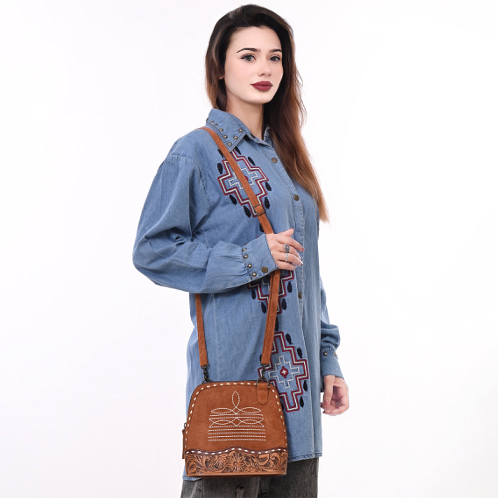 American Darling Hand-Tooled Genuine Leather Crossbody Bag