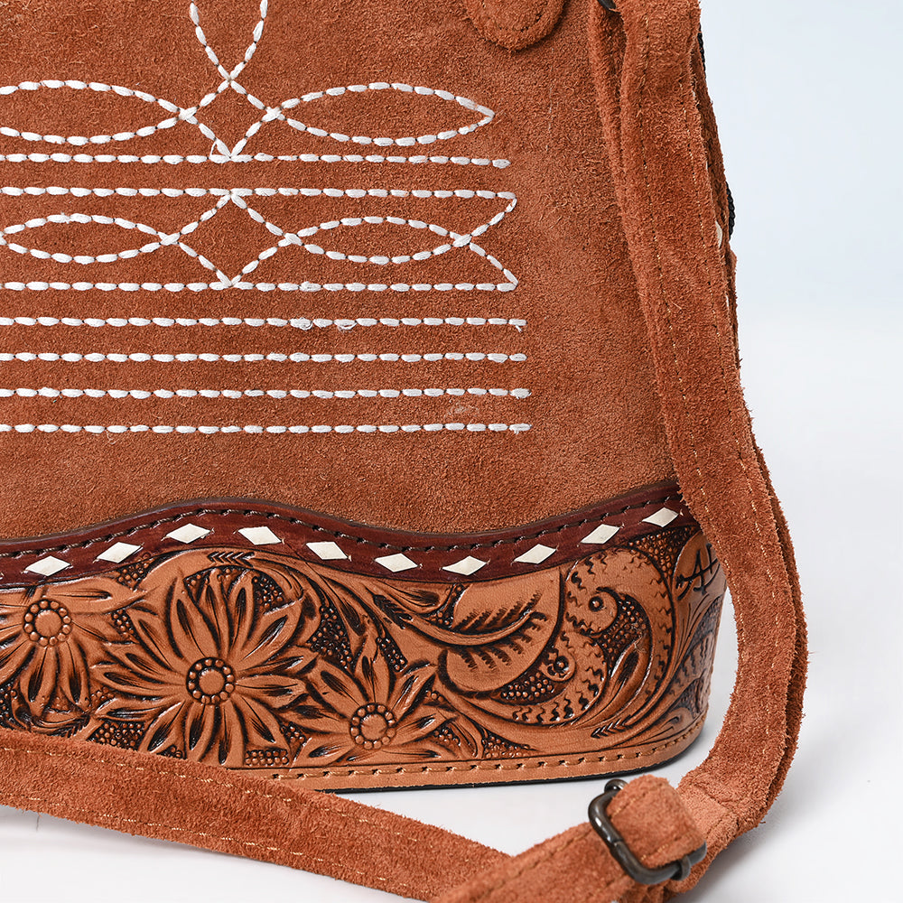 American Darling Hand-Tooled Genuine Leather Crossbody Bag