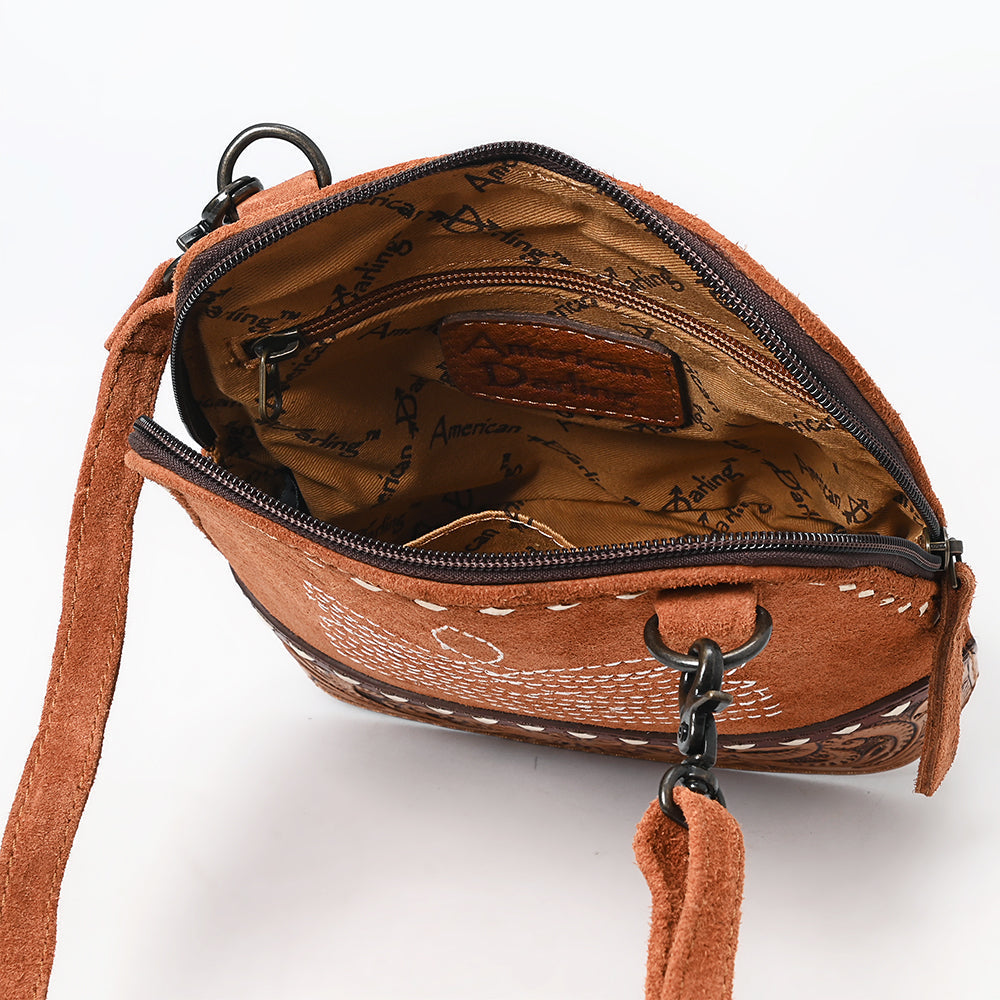 American Darling Hand-Tooled Genuine Leather Crossbody Bag