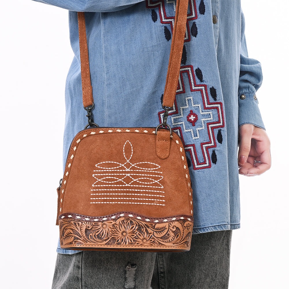 American Darling Hand-Tooled Genuine Leather Crossbody Bag