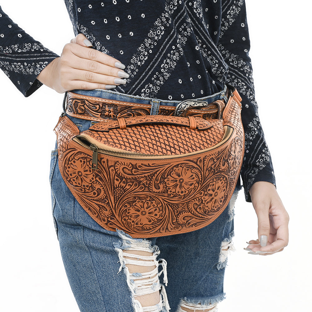 American Darling Fanny Pack Hand Tooled Genuine Western Leather Women Bag Handbag Purse |