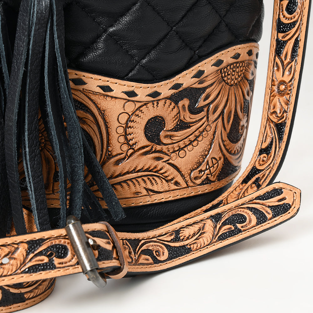 American Darling Hand-Tooled Leather Bucket Bag