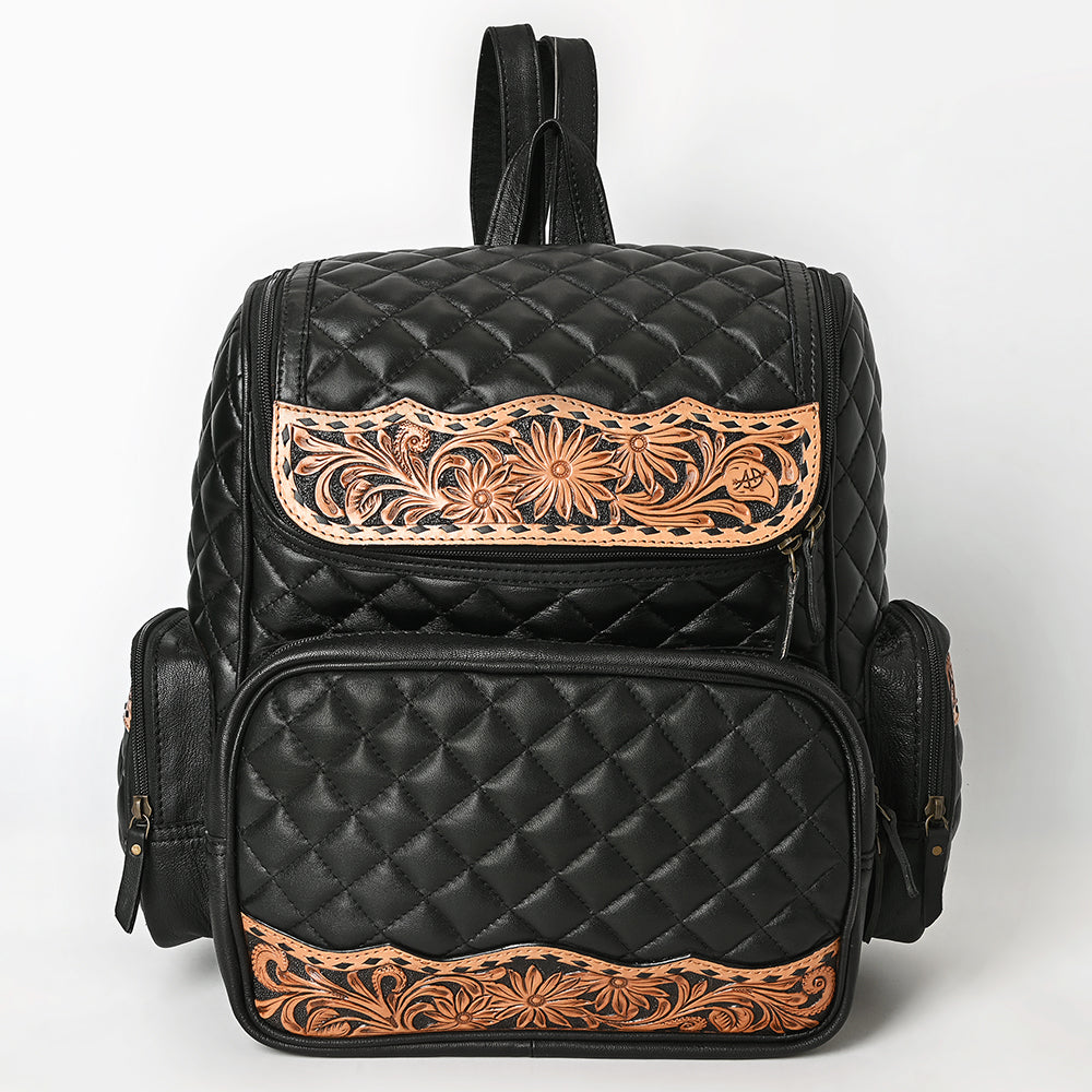 American Darling Genuine Leather Hand-Tooled Floral Quilted Backpack Bag Travel Purse with YKK Zipper