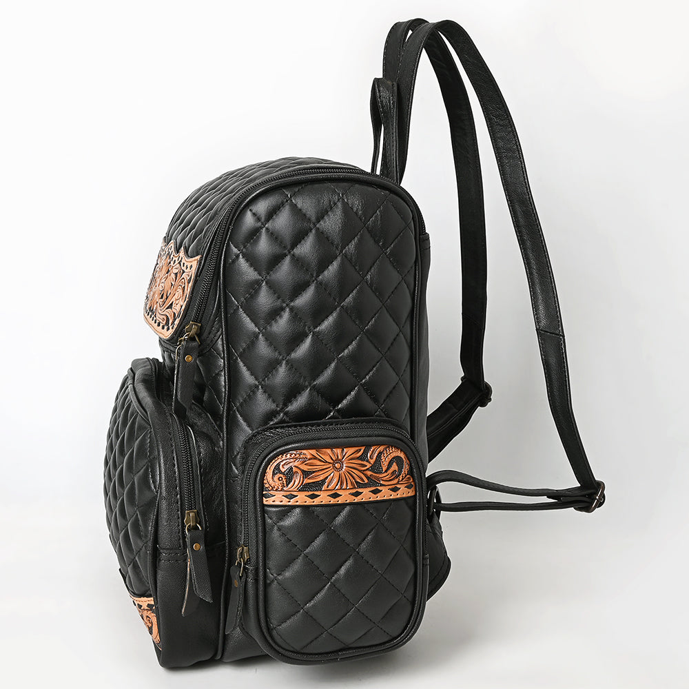 American Darling Genuine Leather Hand-Tooled Floral Quilted Backpack Bag Travel Purse with YKK Zipper