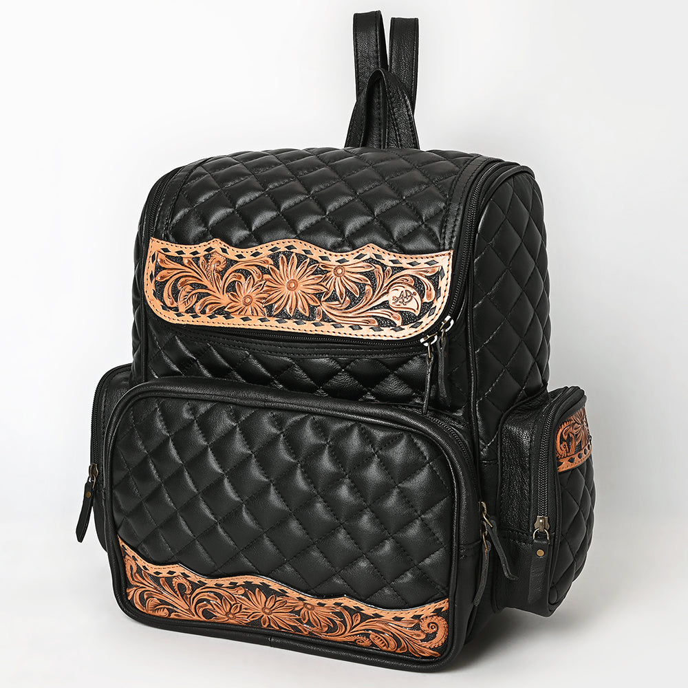 American Darling Genuine Leather Hand-Tooled Floral Quilted Backpack Bag Travel Purse with YKK Zipper
