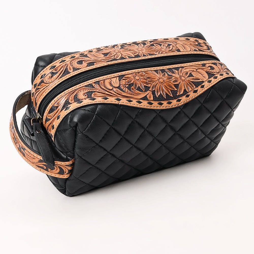 American Darling Toiletry Hand Tooled Genuine Western Leather Women Bag
