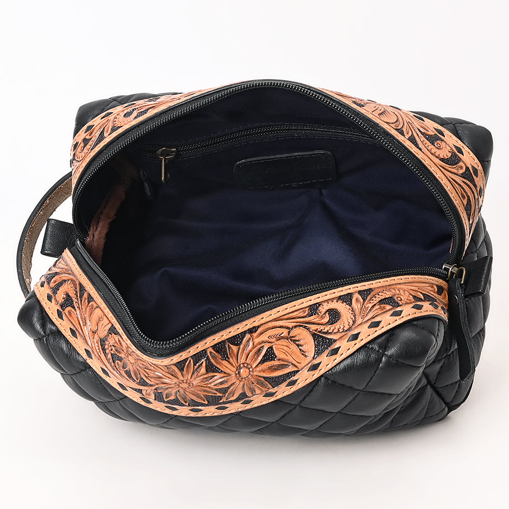 American Darling Toiletry Hand Tooled Genuine Western Leather Women Bag