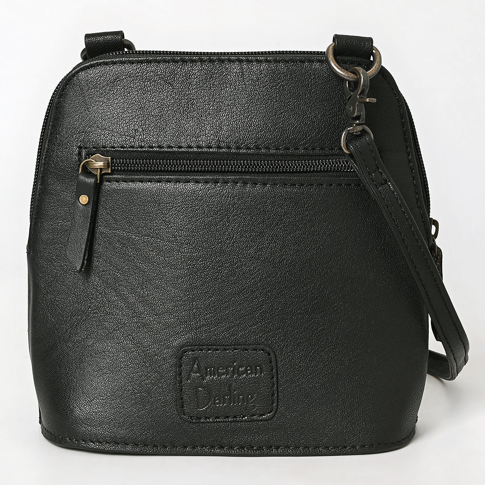 American Darling Western Cross Body Bag Handcrafted from Quilted & Hand-Tooled Genuine Leather | Floral Carved Accent, Buckstitch & YKK Zipper