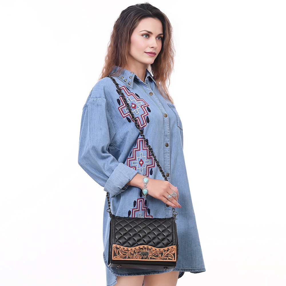 American Darling Crossbody Hand Tooled Genuine Western Leather
