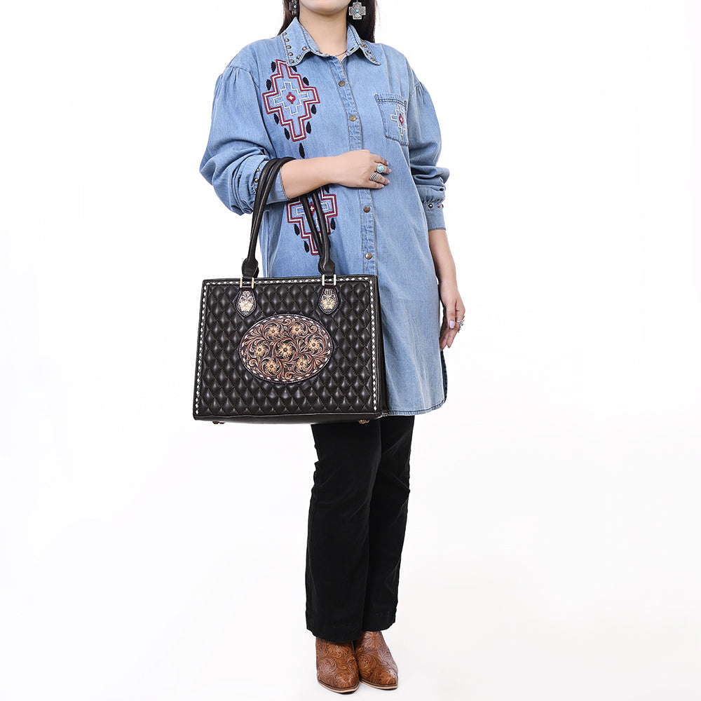 American Darling Hand-Tooled Genuine Leather Tote