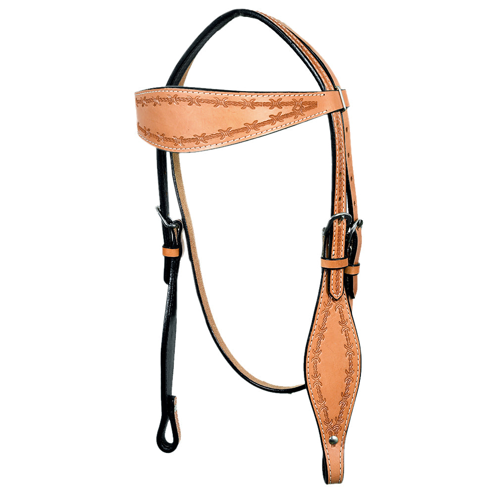 HILASON Western Horse Headstall Breast Collar Set Tack Genuine American Leather Barb Wire Tan