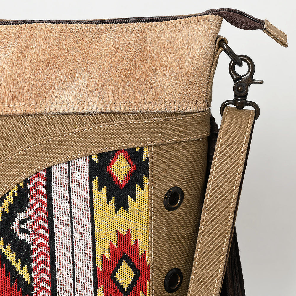 Ohlay Clutch Hair-On Upcycled Canvas Genuine Leather