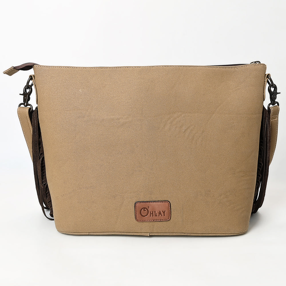 Ohlay Clutch Hair-On Upcycled Canvas Genuine Leather