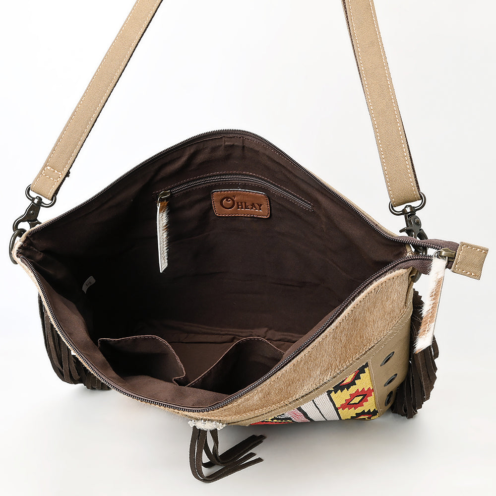 Ohlay Clutch Hair-On Upcycled Canvas Genuine Leather