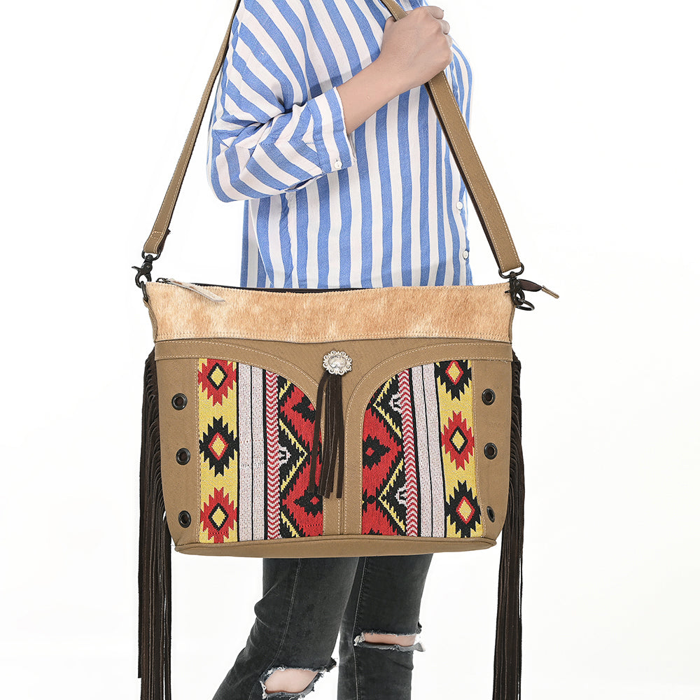 Ohlay Clutch Hair-On Upcycled Canvas Genuine Leather