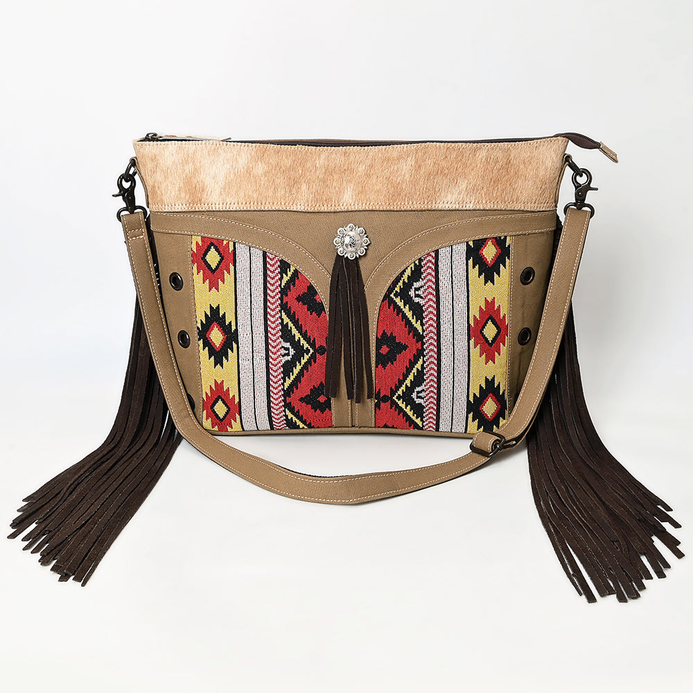Ohlay Clutch Hair-On Upcycled Canvas Genuine Leather