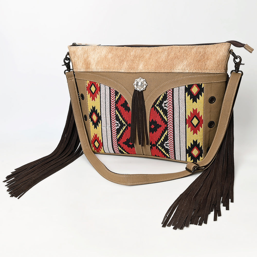 Ohlay Clutch Hair-On Upcycled Canvas Genuine Leather