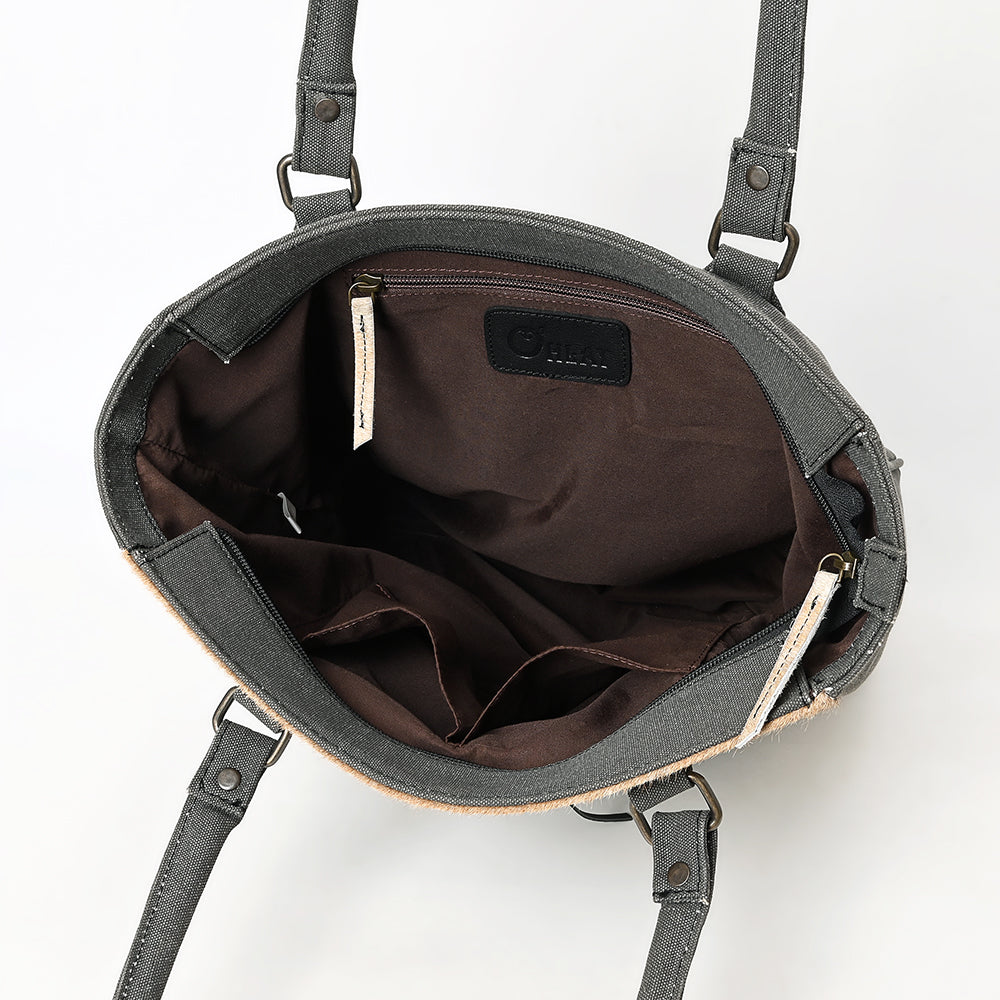 Ohlay Tote Upcycled Canvas Hair-On Genuine Leather