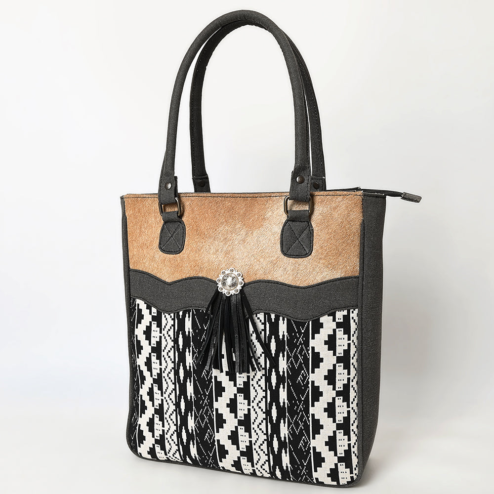 Ohlay Tote Upcycled Canvas Hair-On Genuine Leather