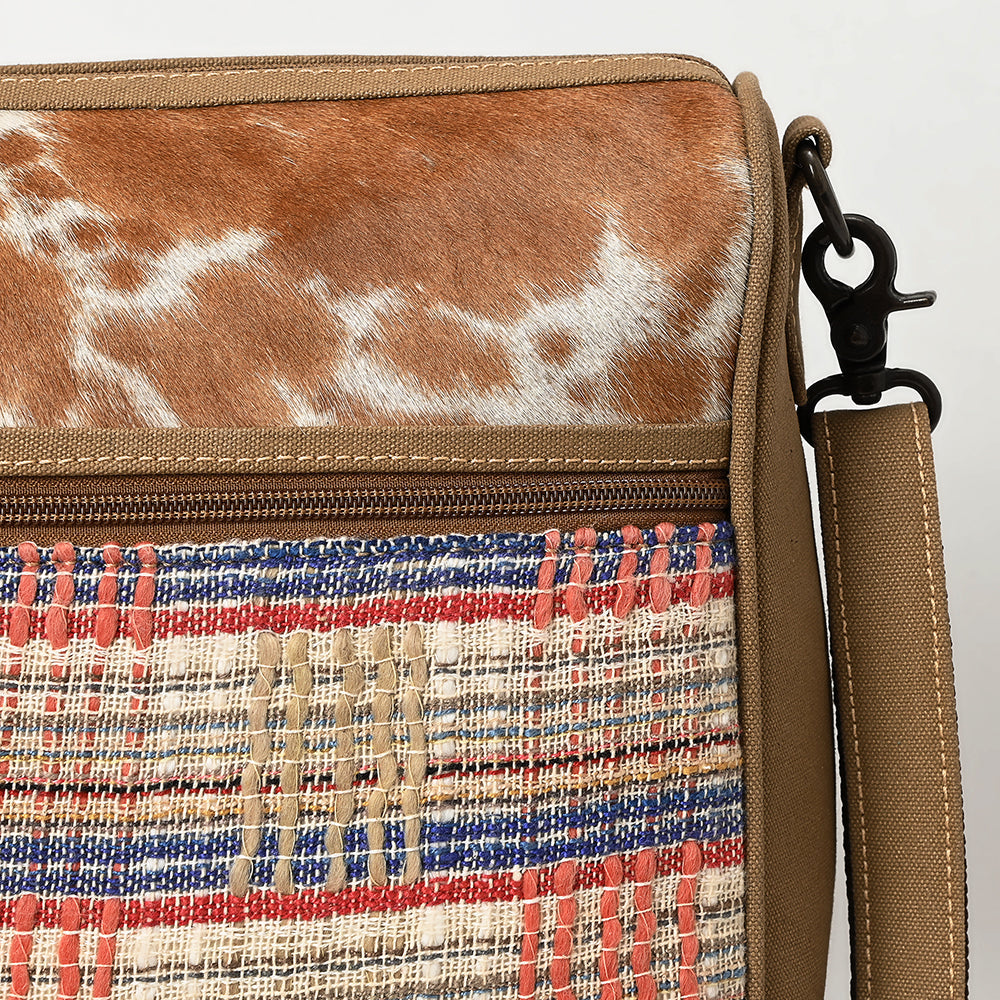 Ohlay Crossbody Hair-On Upcycled Canvas Genuine Leather