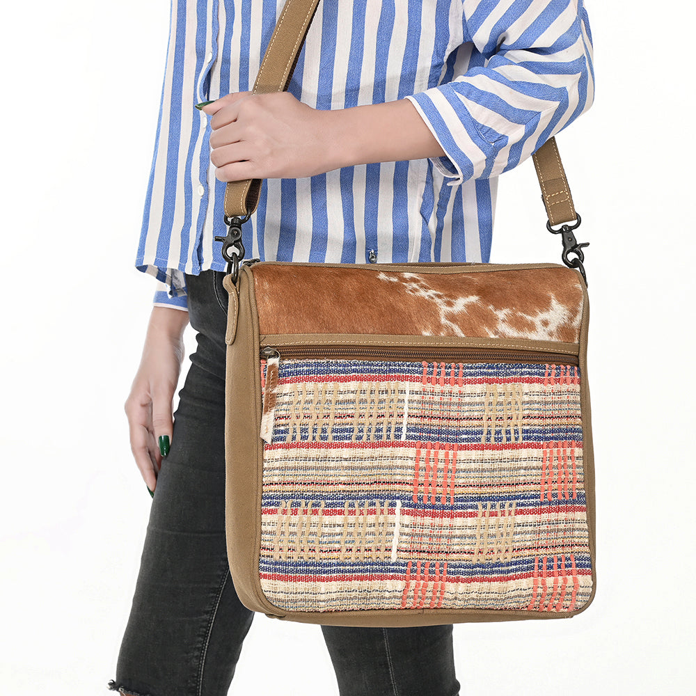 Ohlay Crossbody Hair-On Upcycled Canvas Genuine Leather