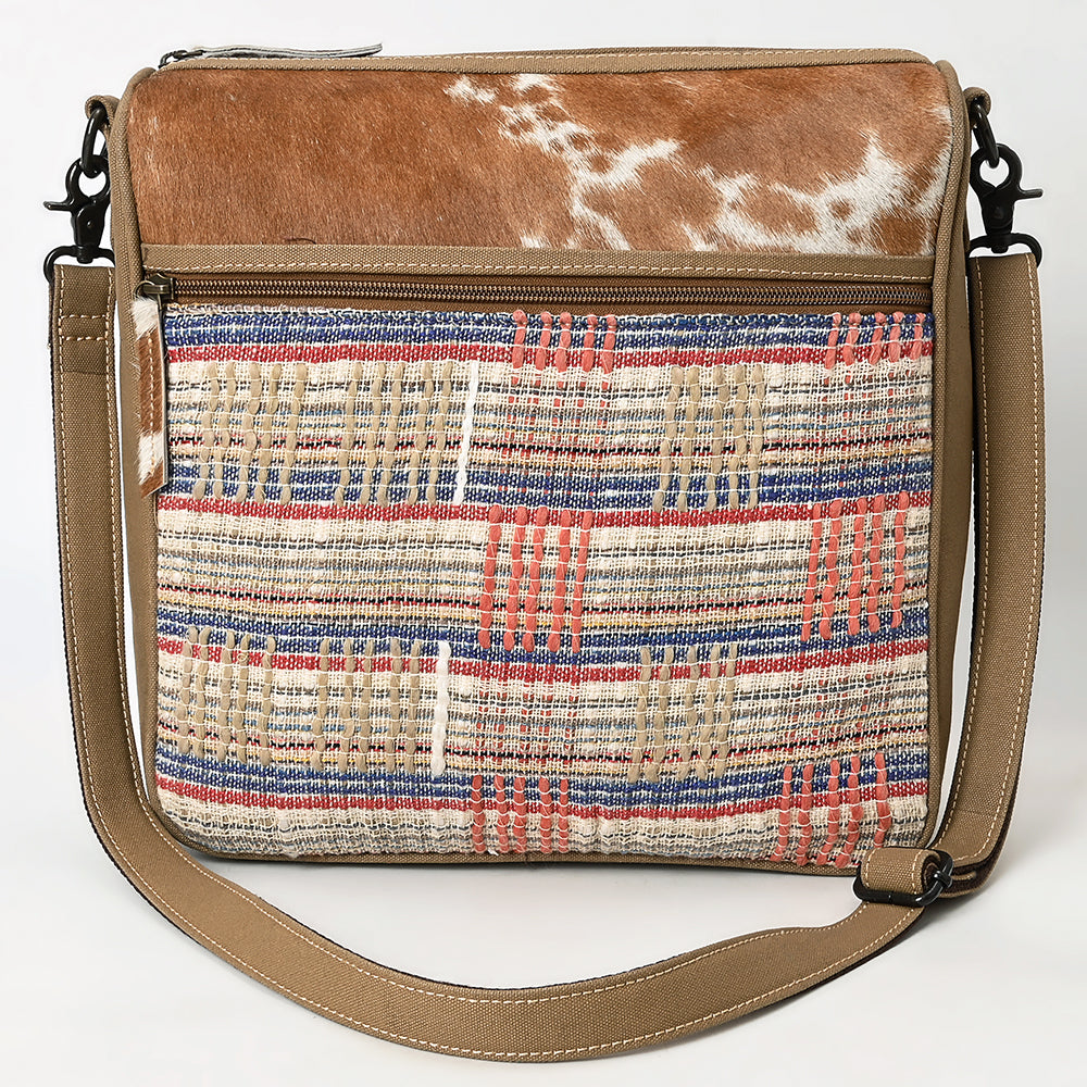 Ohlay Crossbody Hair-On Upcycled Canvas Genuine Leather