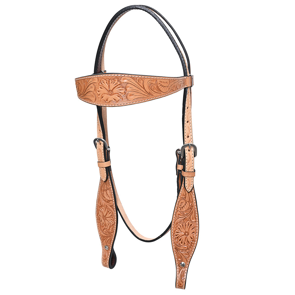 HILASON Western Horse Headstall Breast Collar Set Tack Genuine American Leather Floral Tan