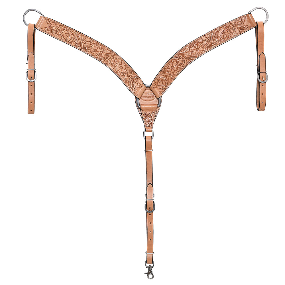 HILASON Western Horse Headstall Breast Collar Set Tack Genuine American Leather Floral Tan