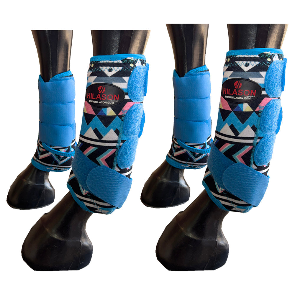 Hilason Horse Front Rear Hind Leg Sport Boots Set of 4 Blue