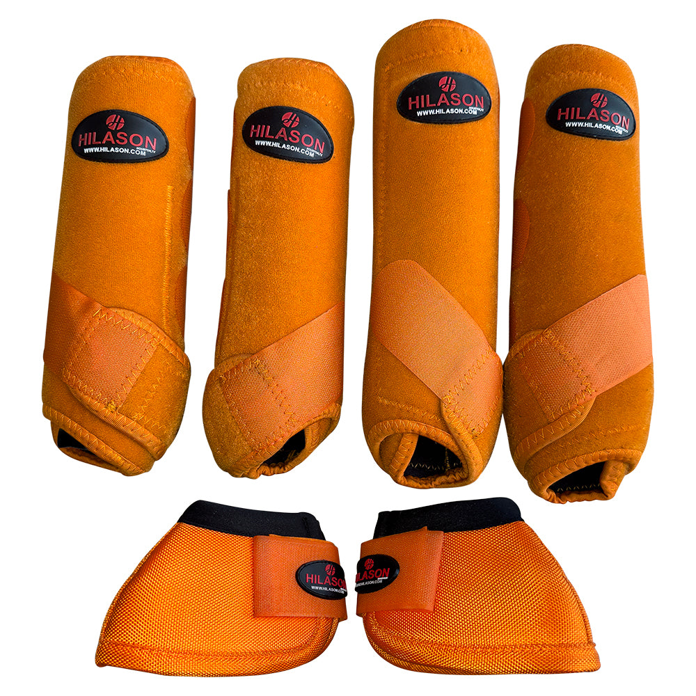 HILASON L M S Horse Front Rear Hind Leg Sport Boots & Bell 6 Pack | Jumping