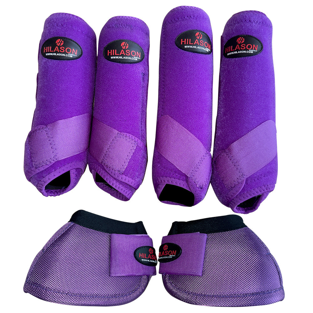 HILASON L M S Horse Front Rear Hind Leg Sport Boots & Bell 6 Pack | Jumping