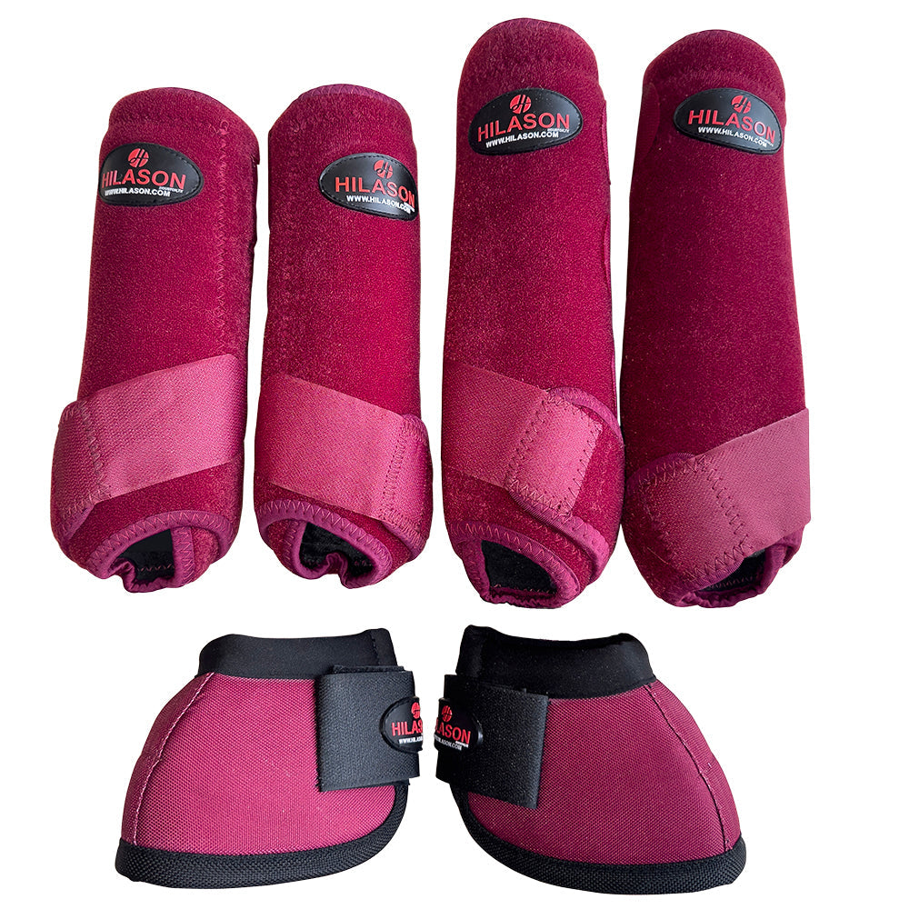 HILASON L M S Horse Front Rear Hind Leg Sport Boots & Bell 6 Pack | Jumping