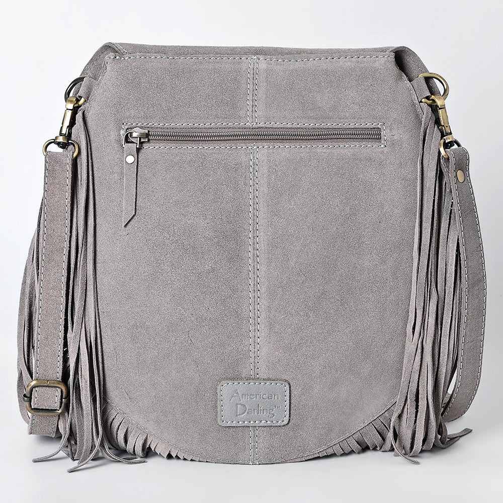 American Darling Boot Stitched Genuine Suede Leather Messenger Bag Genuine Western Fringe Crossbody Purse with YKK Zipper
