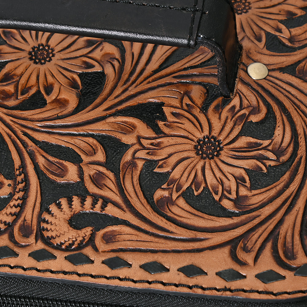 American Darling Jewelry Case Hand Tooled Hair-On Genuine Leather