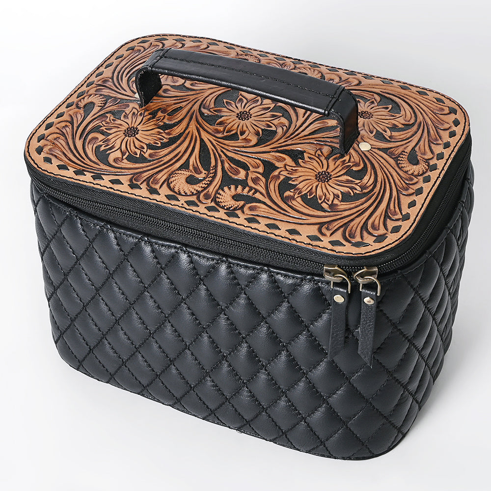 American Darling Jewelry Case Hand Tooled Hair-On Genuine Leather