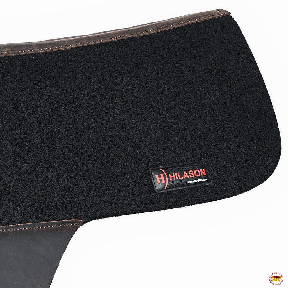 HILASON Western Wool Felt Round Contoured Horse Saddle Pad W/ Distressed Wear Leather | for Horses