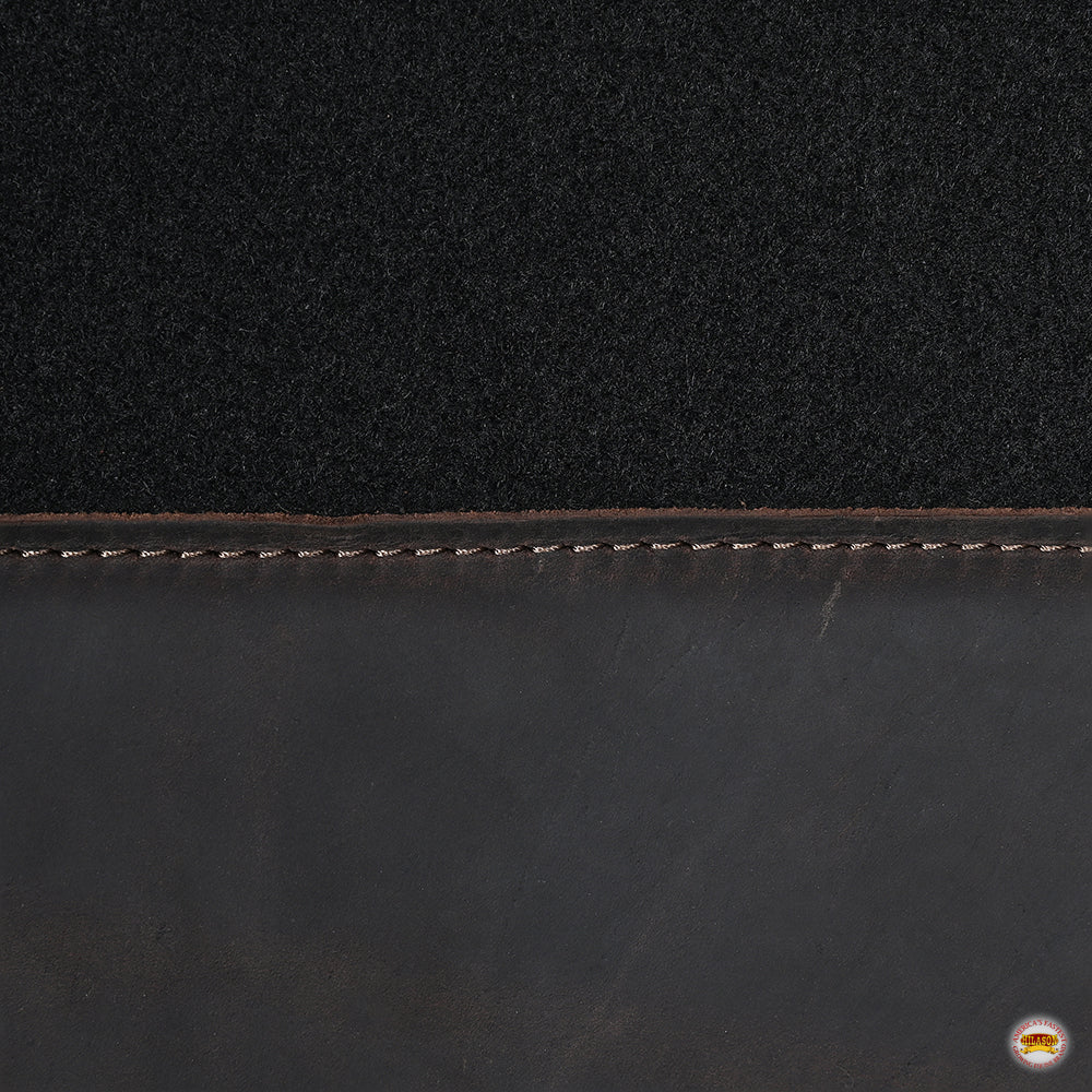 HILASON Western Wool Felt Round Contoured Horse Saddle Pad W/ Distressed Wear Leather | for Horses