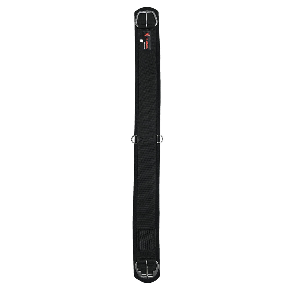 HILASON Western Horse Felt Lined Straight Saddle Cinch Girth with Stainless Steel Buckle Black