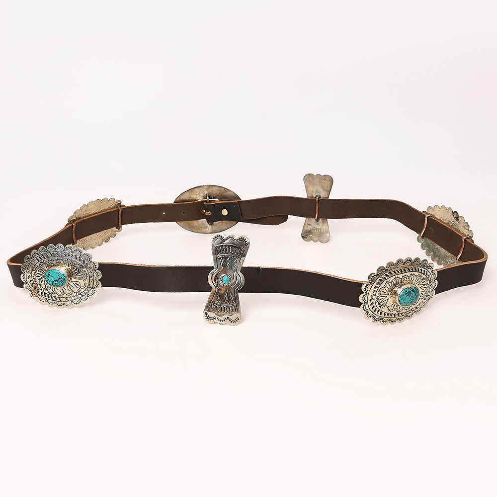 American Darling Wallet Hand Tooled Genuine Suede Leather Women Belt Dark Brown with Concho 51 Inches | Bag