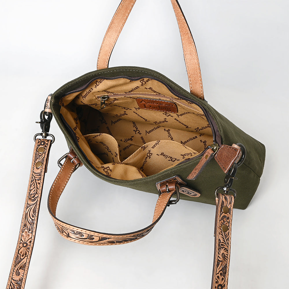 American Darling Tote Hand Tooled Saddle Blanket Genuine Leather