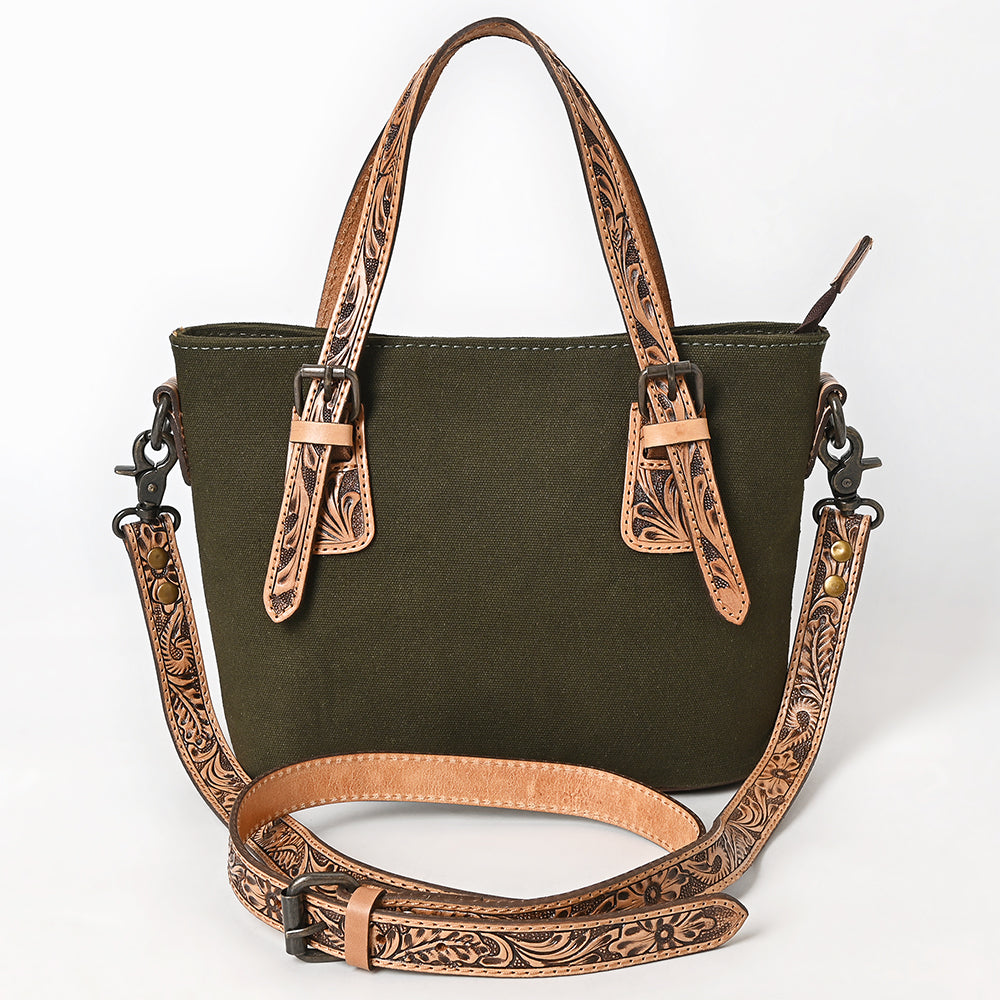 American Darling Crossbody Hand Tooled Oil Rustic Cotton Fabric Genuine Leather
