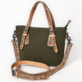 American Darling Crossbody Hand Tooled Oil Rustic Cotton Fabric Genuine Leather