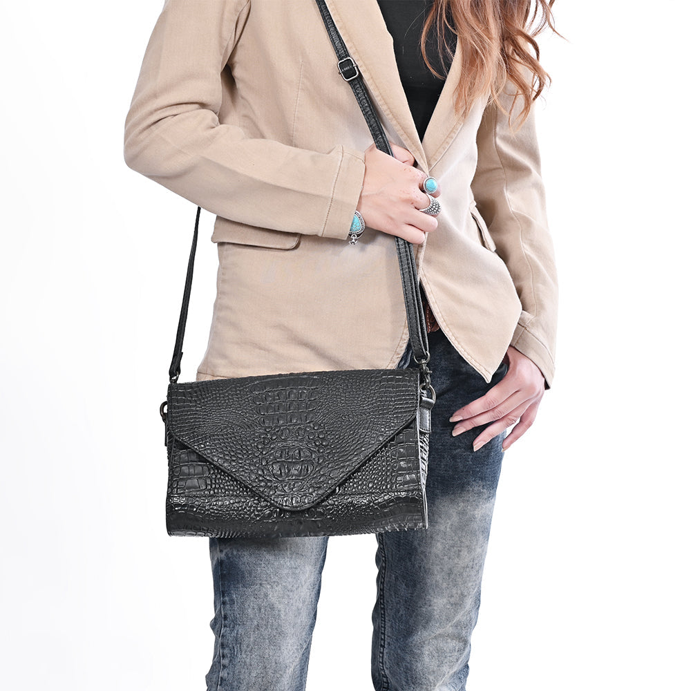 American Darling Women's Envelope Bag Western Crocodile Genuine Leather Handbag and Ladies Purse