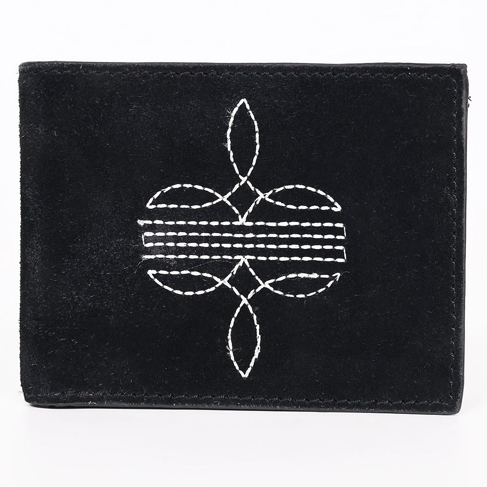 American Darling Suede Bifold Wallet with White Stitch Design