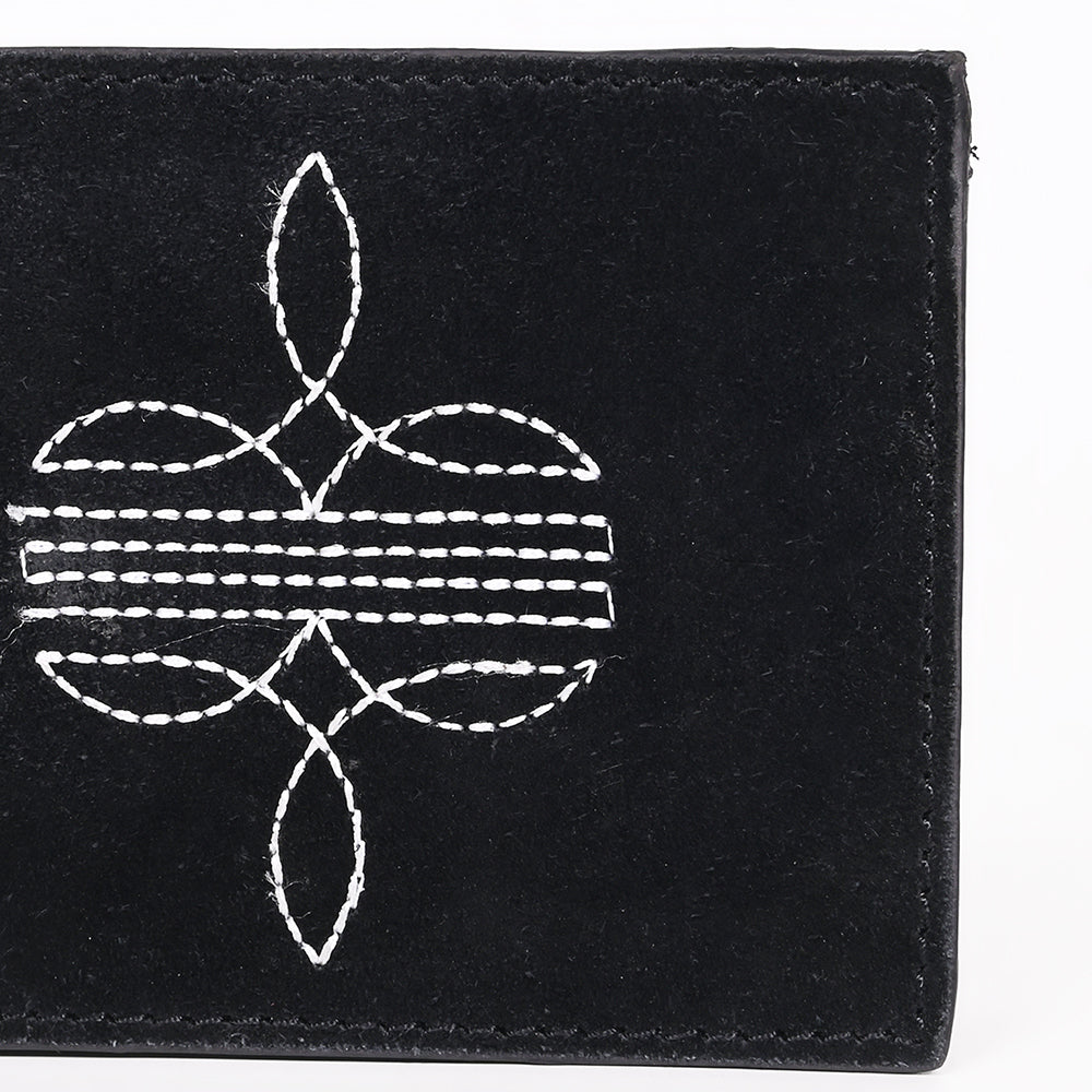 American Darling Suede Bifold Wallet with White Stitch Design