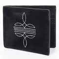 American Darling Suede Bifold Wallet with White Stitch Design