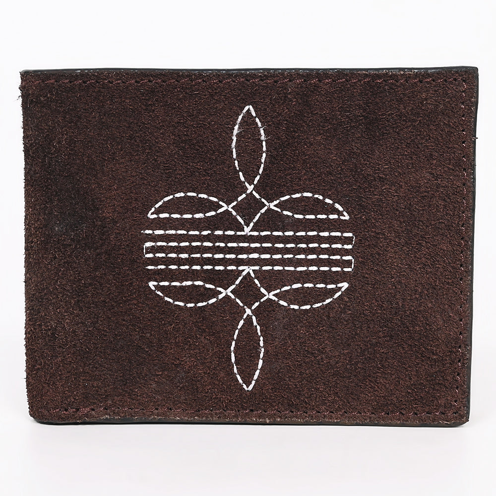American Darling Suede Bifold Wallet with White Stitch Design
